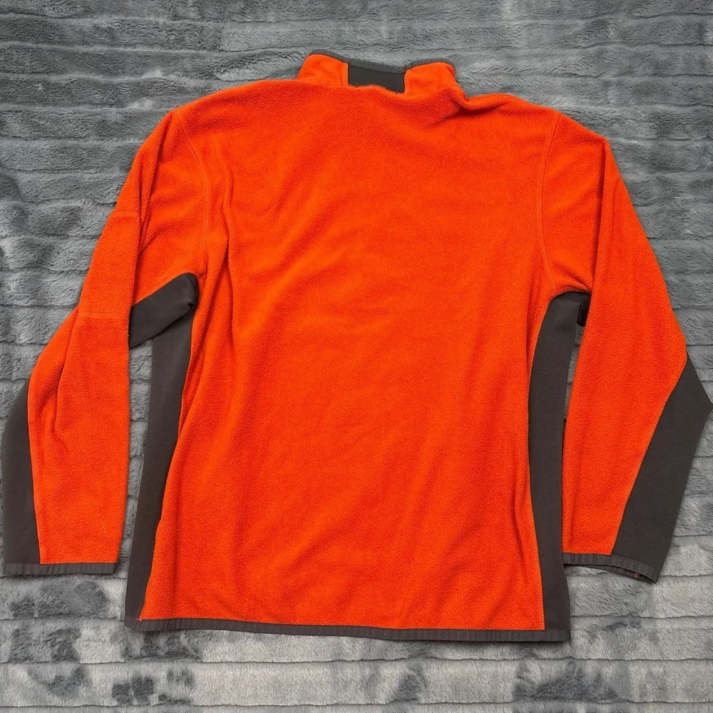 Banana Republic Mens Orange Quarter Zip Fleece Pullover Gray Trim Large 8851